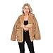 Womens Faux Shearling Jacket, Casual Lapel Fleece Fuzzy Jacket Shaggy Oversized Jacket Fashion Cardigan Coat (Camel,3XL)