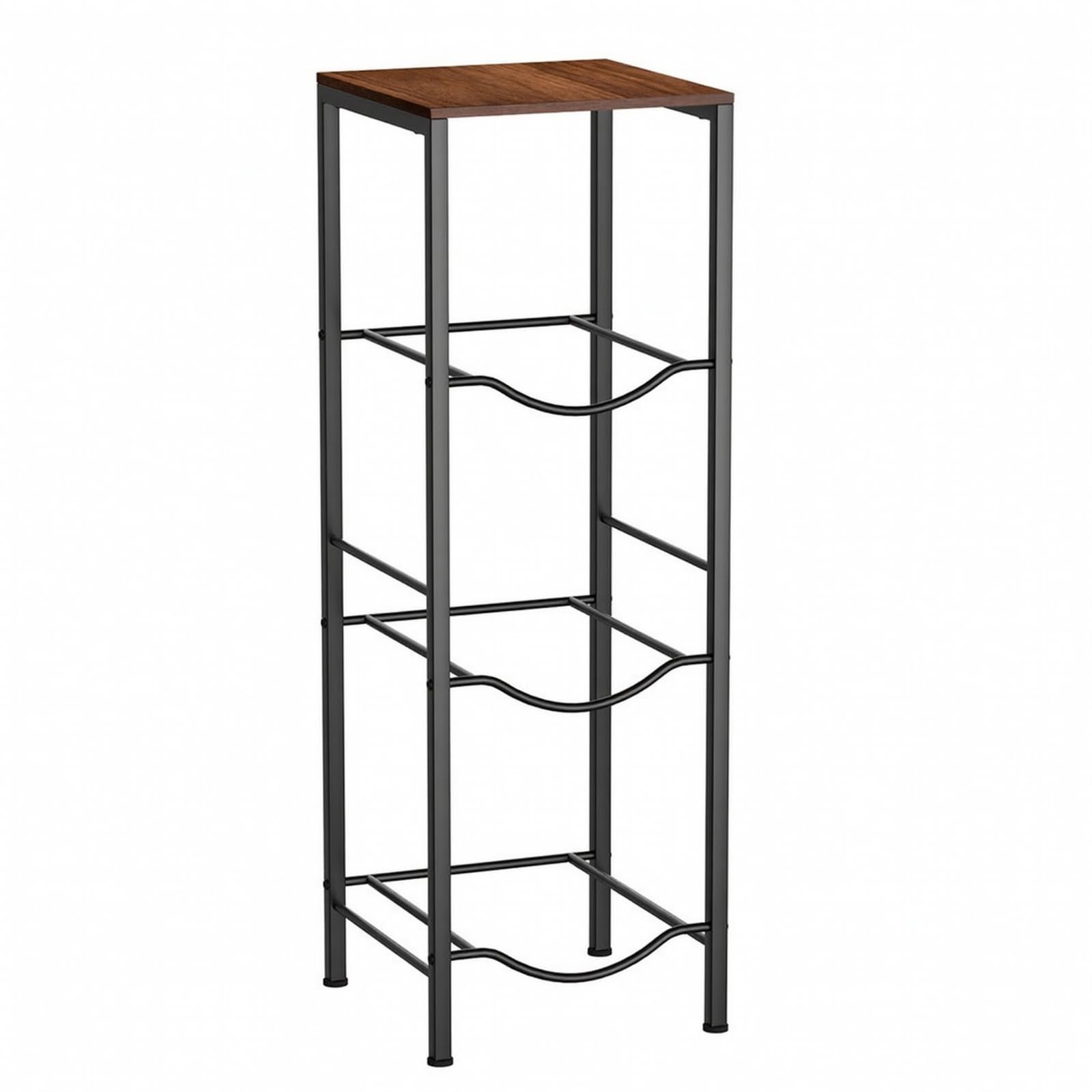 Milageto Portabottiglie Verticale a più Livelli Autoportante Scaffale Portabottiglie con Ripiano in Legno Robusto Portaoggetti per Casa, Non Ruote