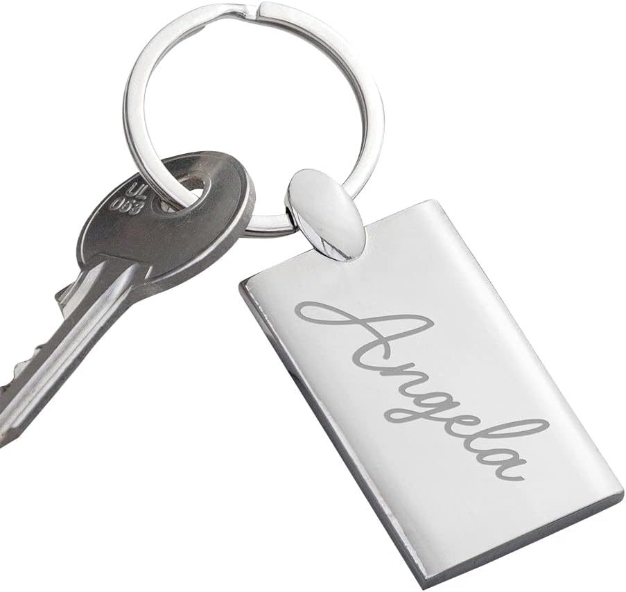 Treat Republic Personalised Engraved Metal Keyring โ 8.1 x 2.8 x 4 cm, Rectangular Shaped, Custom Keychain, Highly Polished, Easy to Open, Convenient to Use | Keyrings and Keychains