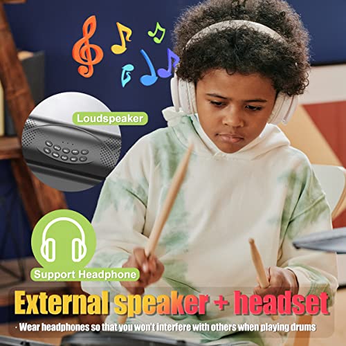 Forstree Electronic Drum Set(Cordless&Rechargeable), 9 Pads Roll-Up Digital Practice Drum Kit For Teens, Beginners, With Double Build-In Stereo Speaker, Drum Sticks, Portable Gift For Kids, Christmas #TOP2