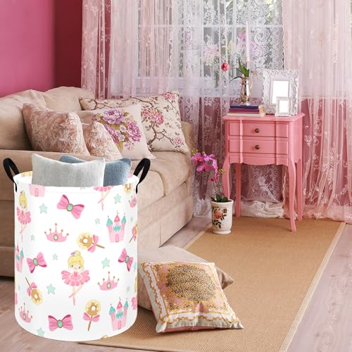 Image of Kids Laundry Hamper Clothes Gift Basket Storage Laundry Baskets Organizer Bin with Handles for Nursery Room (Castle)