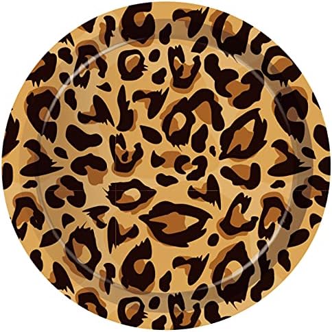 Leopard Plates and Napkins Serves 24 Gusets 64 Pcs Leopard Party Supplies Disposable Tableware Set Paper Dinner Dessert Cake Plates Napkins for Leopard Themed Birthday Parties Decoration - Image 3