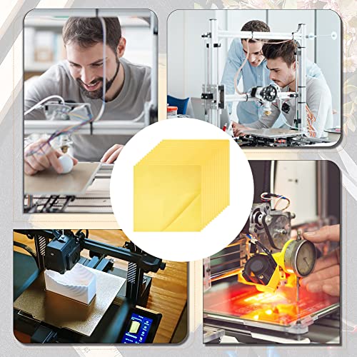 Image of BENECREAT 15 Sheets Polyimide Film, 6.3x6.3 Inch /159x159mm Insulated High Temperature Resistant Kapton Tape Stickers, Heating Tape Gold Heating Film Stickers for 3D Printers，0.05 mm Thick