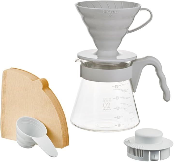 Hario V60 Kahve Demleme Seti, Açık Gri