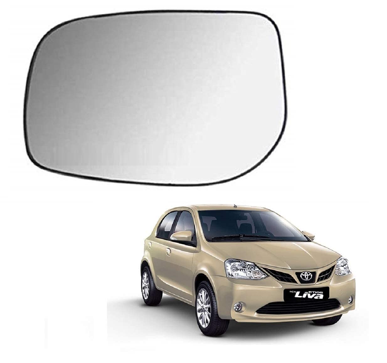 Auto Spare World Left Side Mirror Glass Compatible With Toyota Etios Liva 2010-2016 Set of 1 Pcs.