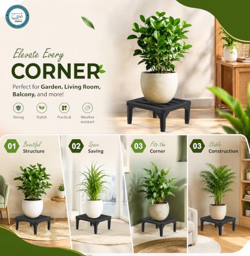 Image of DVI Heavy Duty Black Plant Stand | Pack of 1 | Strong, Durable, Rust-Proof | Supports Up to 200 Kg | Indoor & Outdoor Use | Pot Stand for Big Size Plants | All Weather Resistant Pot Stand