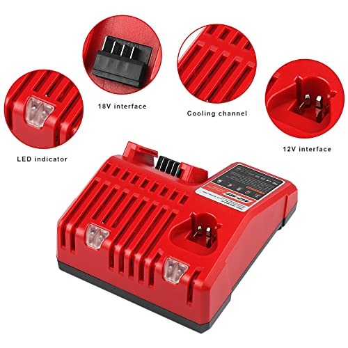 ARyee Replacement Charger for Milwaukee 12V-18V MK12 M14 MK18 Lithium Battery 48-11-2420 48-11-2440 48-11-1820 48-11-1840 48-11-1850 48-11-2401 48-11-1890 48-59-1812