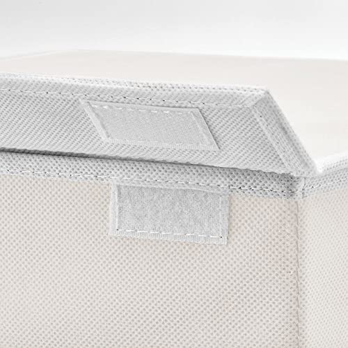 mDesign Cesto per Biancheria in Fibra Sintetica – Porta Biancheria per Bagno o Lavanderia Domestica Pieghevole – Capienti contenitori Biancheria con Coperchio e Manici – Crema/Bianco - Image 4