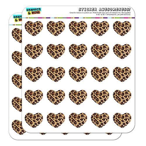 Leopard Print Animal Spots Heart Shaped Planner Calendar Scrapbook Craft Stickers