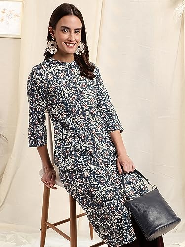 Image of MIRCHI FASHION Pure Cotton Kurti for Women | A-Line Kantha Work Printed Kurta for Woman | Ethnic Wear for Office & Daily Use (Single Piece)