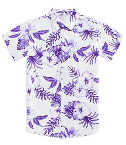 Little & Big Boy's Button Down Hawaiian Shirts Short Sleeve Cool Cartoon Print Dress Tops T-Shirt for Kids 7-14T…