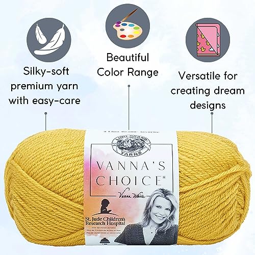 Image of Lion Brand Yarn Vanna'S Choice 860-158 Mustard | 3 Skeins, Same Dye Lot, Project Bag, CYC #4 Worsted, 100% Acrylic, Ideal for Crochet, Knitting Blankets, Hats, Scarves