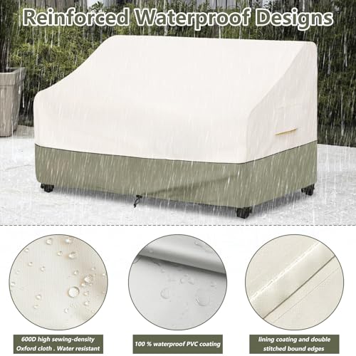 Image of Bitubi Waterproof Patio Sofa Cover, Heavy Duty 3-Seater Outdoor Couch Cover Size Up to 85W x 38D x 35H Inches, Lawn Patio Furniture Covers with Air Vent (Beige)