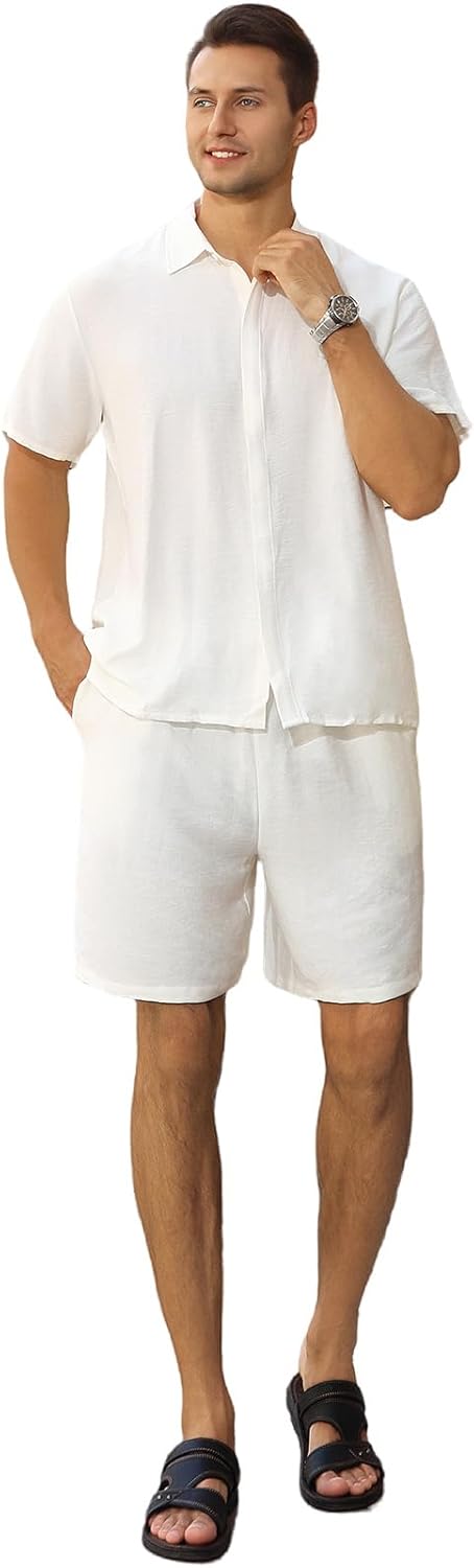 Men's 2 Piece Outfits Summer Beach Short Sleeve Shirts and Shorts Vacation Outfits Shirt and Shorts Sets for Men - Image 5
