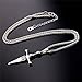 U7 Cool Vintage Sword Necklace Cross Pendant - Stainless Steel Chain 22+2 Inches for Men