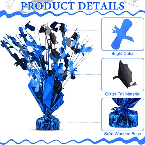 Image of Jetec 3 Pcs Graduation Table Centerpieces Graduation Table Decoration Glitter Foil Graduate Centerpieces for 2026 Grad Party Graduation Certificates(Blue)
