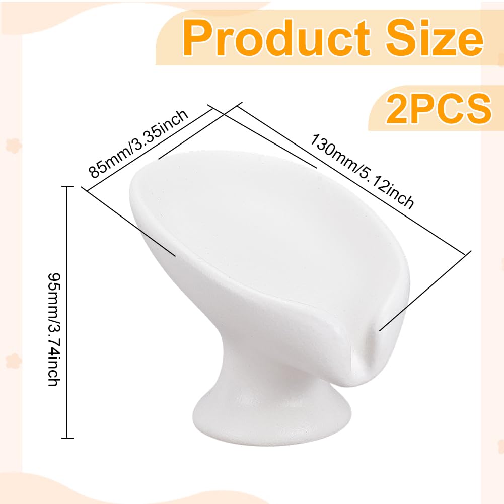 UNICRAFTALE Portasapone autosvuotante a forma di foglia, portasapone bianco in porcellana, portasapone decorativo, facile da pulire, mantiene asciutto per bagno, doccia e lavello da cucina, 130 x 85 x