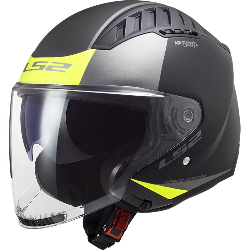 LS2, Casco Moto Jet COPTER II URBANE Matt Black H-V Yellow, XS