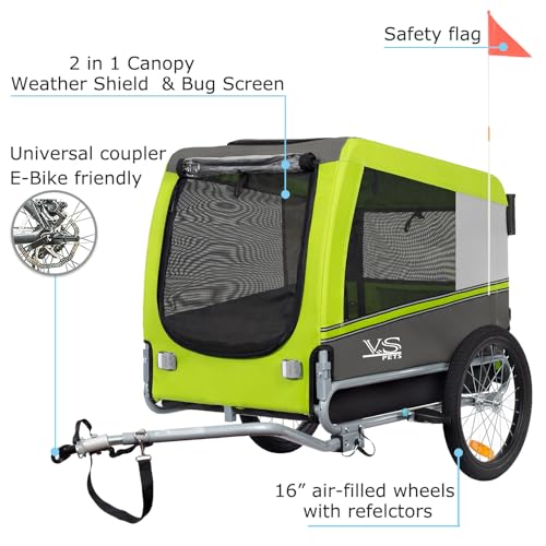Tiggo Veelar Sports Pets Large Dog Bike Trailer & Stroller for Medium,Large Dog or Multiple Small Dogs, Pet Stroller for Dogs Up to 78 lbs, Parking Brakes, Low Center of Gravity Tiggo Veelar Sports Pets Large Dog Bike Trailer & Stroller for Medium,Large Dog or Multiple Small Dogs, Pet Stroller for Dogs Up to 78 lbs, Parking Brakes, Low Center of Gravity