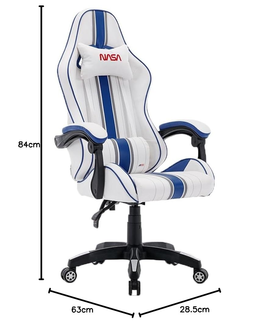 NASA AT012BIS-WB Silla Gaming Ergonómica Con Asiento Acolchado y Soporte Lumbar, Silla Gamer Ajustable Para Máximo Confort, Hasta 120kg
