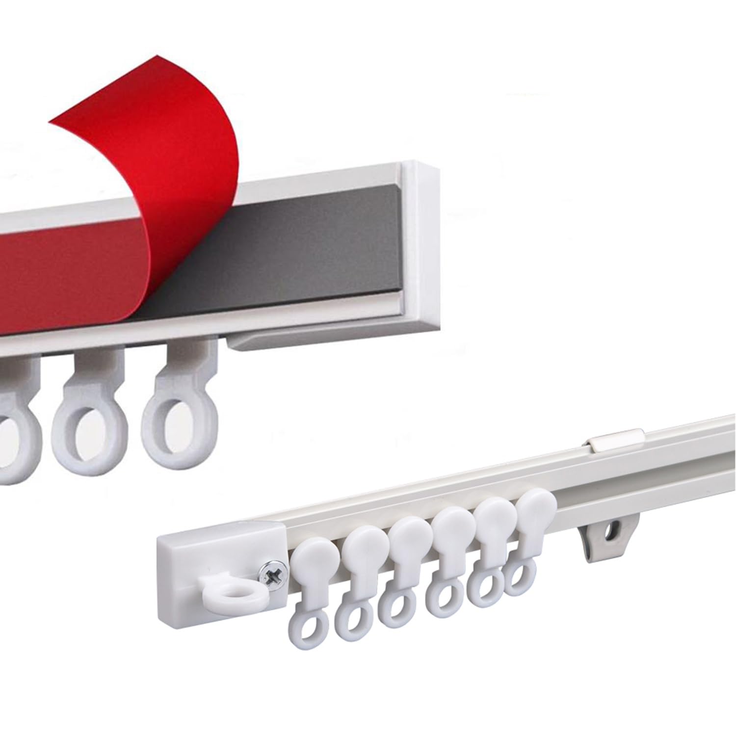 Tringle à rideau adhésive sans perçage, réglable de 1,2 m à 5 m, en aluminium, facile à installer, sans dommage, parfaite pour la décoration de la maison