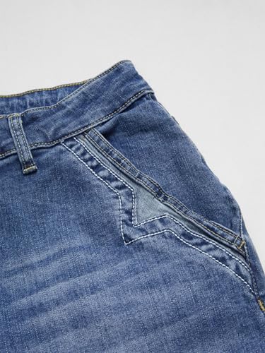 Flamingals Wide Leg Jeans for Women Mid Waist Baggy Stitch Decor Denim Washed Pants Without Belt4