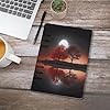 LZQPOEAS A5 Leather Binder Notebooks 6 Ring Hardcover Professional Notebook Refillable Notebook Writing Journal for Business Office Writing Personal Planner Red Tree Lake Moon Notebooks #3