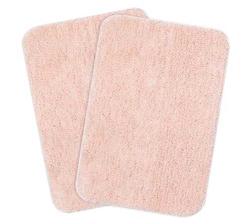 Saral Home Solid Soft Microfibe Antiskid Bathmat 2Pc, (LT.Pink, 40X60 CM)