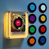 QHUDLV Retro Vinyl Refrigerator Magnet NFC Music Player, 9 Pack Programmable NFC Music Discs, Smart Singing Fridge Magnet with LED Light, Magnetic Audio Player for Home Kitchen Decor Gift (Rotation)