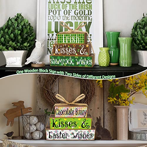 Reversible-St-Patricks-DayEaster-Decorations-Wooden-Sign-Double-Sided-St-Patricks-Day-Decor-Easter-Table-Centerpiece-Farmhouse-Shamrock-Decorations-for-Home-Mantle-Shelf-Tiered-Tray-Decor Reversible St Patricks DayEaster Decorations Wooden Sign Double Sided St Patricks Day Decor Easter Table Centerpiece Farmhouse Shamrock Decorations for Home Mantle Shelf Tiered Tray Decor