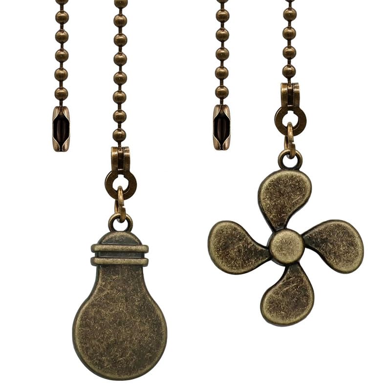 Image of Ceiling Fan Chain Extender Set, 12 Inch Ornaments Extension Chains with Decorative Light Bulb and Fan Cord, Bronze