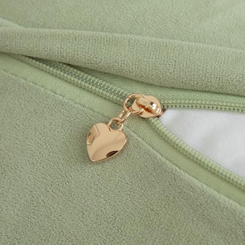 Image of MANDIOO Pack of 2 Thick Plush Wool Decorative Throw Pillow Covers Super Soft Wave Bubble Fur Velvet Cushion Covers Pillow Shams for Couch Bed Living Room 22x22 Inch Sage Green