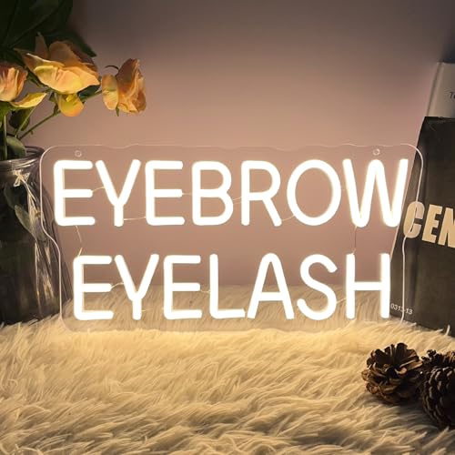 Image of Eyebrow Eyelash Neon Sign Spa Beauty Room Nail Brows Lashed Salon Studio LED Wall Art Decor For Business Stores Logo Barber Shops Led Word Indoor Custom Neon Lights 5V USB Powered Warm White 40x20.1cm