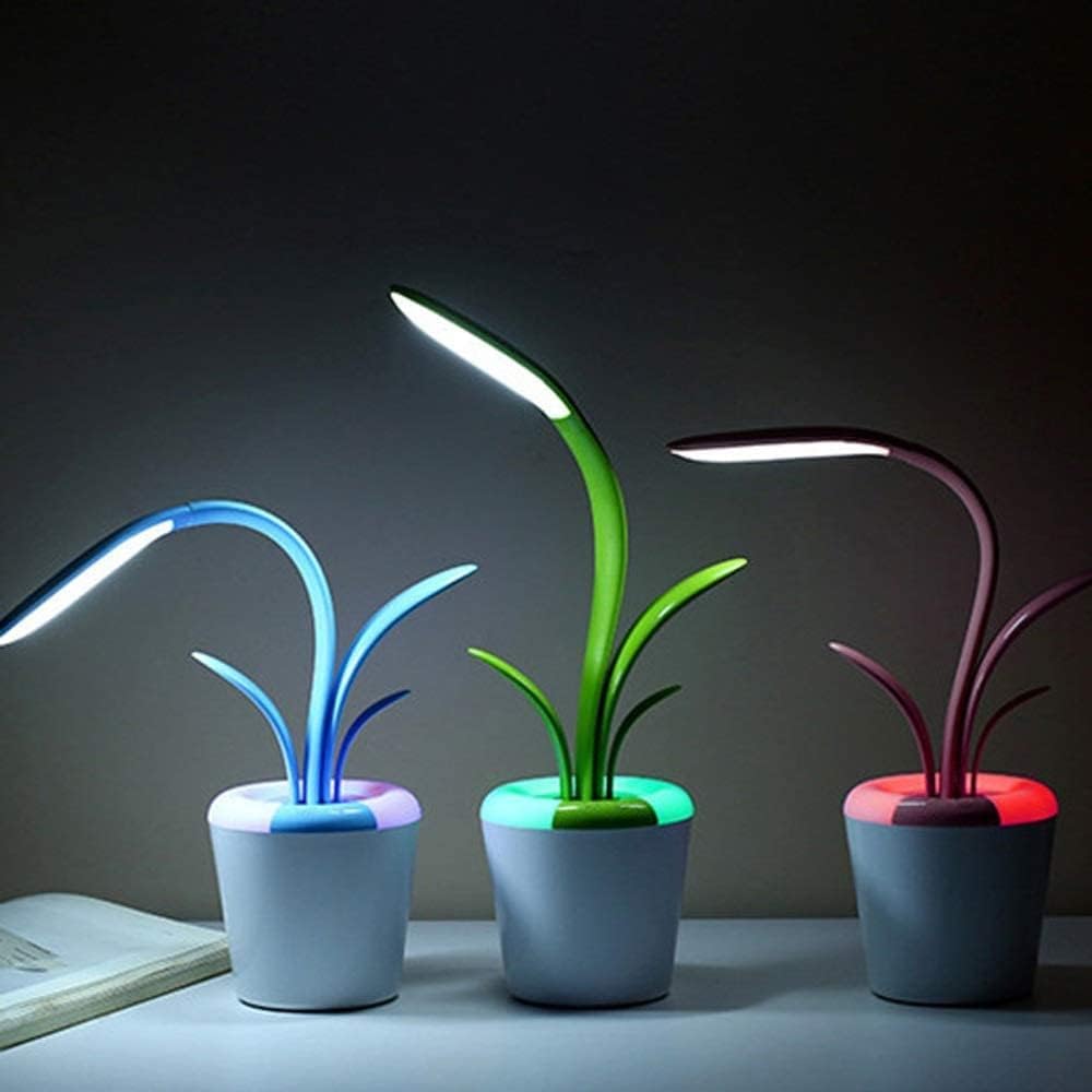 Clefairy Clivia Shape LED Desk Lamp Table Light Bedside Mini Eye Protection Atmosphere USB Charging Reading Touch Night Bed Lamp for Study or Work (Pack of 1, Multi-Color)-image-30