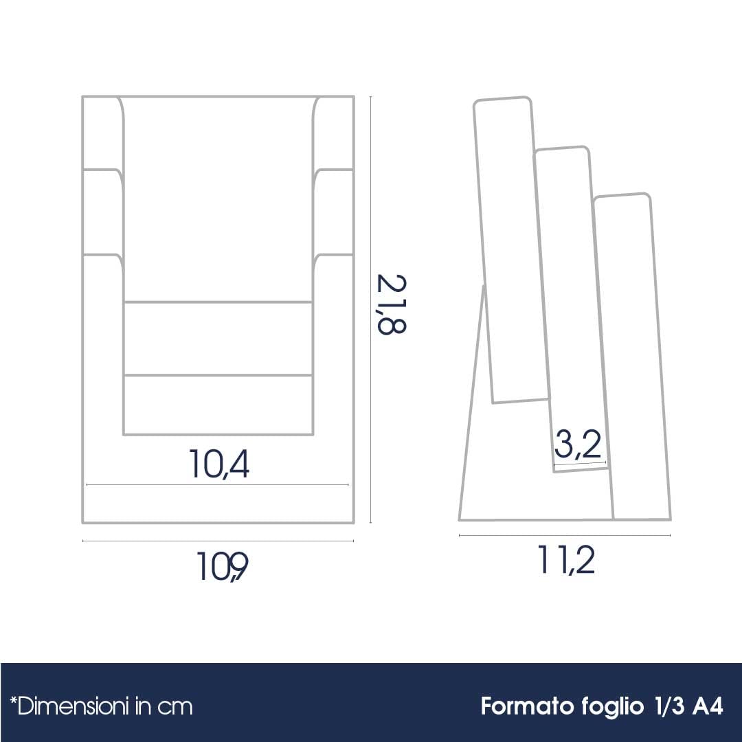 Danieli | Espositore Porta Depliant 3 posti 1/3 A4 da Tavolo in Acrilico Trasparente - Espositore Brochure da tavolo - Espositore da banco Porta Volantini, Cartoline e Biglietti (3)