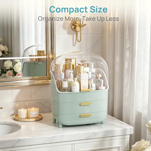 Image of Vtopmart 3-Tier Skincare Makeup Organizer with Lid, Green