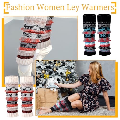 Image of Sintege 6 Pairs Kawaii Leg Warmers Japanese Style Knitted Loose Socks Leg Warmers for Girls Women Lolita Costume School
