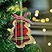 Rustic Christmas Tree Ornaments, Country Farmhouse Decorations, Burlap With Trendy Red and Green Plaid Tartan for Holiday Party Decor - 8PCS