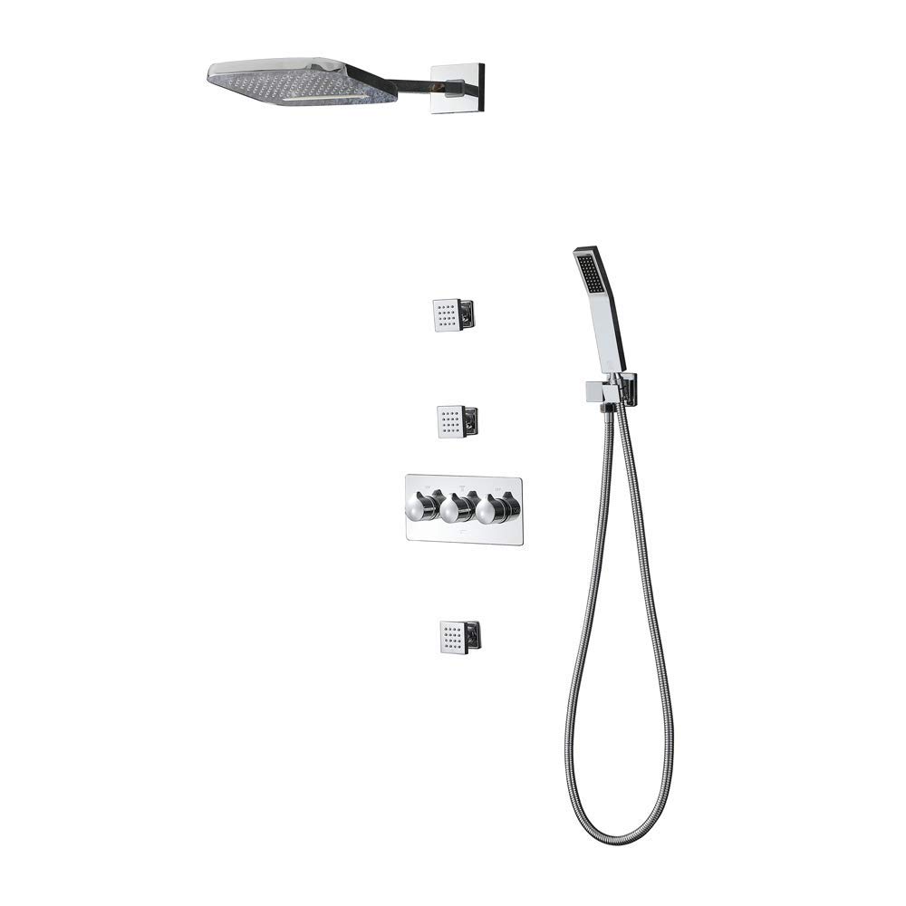 Robinet en laiton massif poli CHEWYNP et douche effet pluie noble