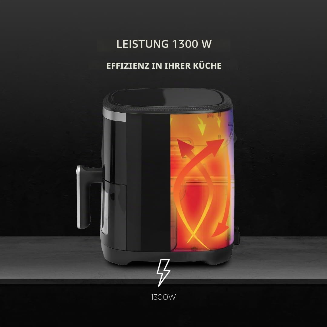 MasterPRO ROCKET 420 - Heißluftfritteuse 1300W 4.2L - 8 Programme - LED Touch Control - Antihaftbeschichtung - Online-Rezeptheft – Ansicht 4