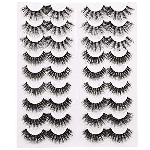 3D False Eyelashes Pack Faux Mink Lashes Volume Reusable Soft Strip Lashes 18 Pairs 3 Styles