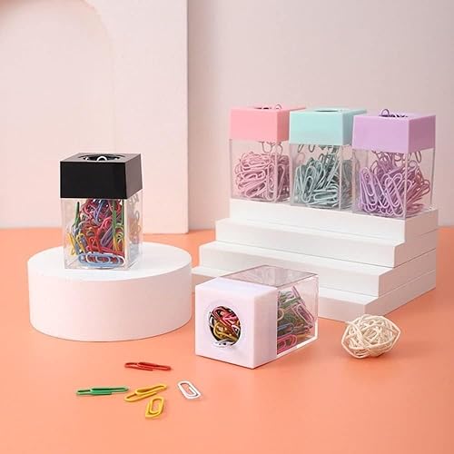 Miniatura 3 de YSSZAM Soporte dispensador de papel magnético rosa con clip de papel acrílico transparente con parte superior magnética para escritorio, lindo clip