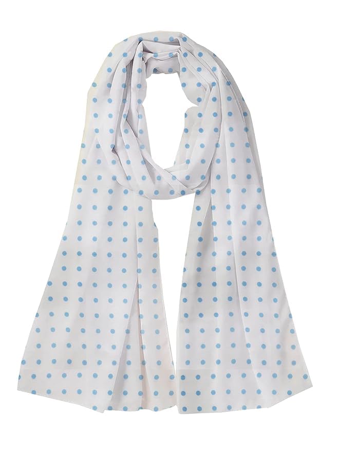 ciroq Women's Geometric, Polka Dots, Anchor, Floral Print White Colored 100% Pure Cotton Summer Face Scarf for Sun Protection (28"x72")-picture-11