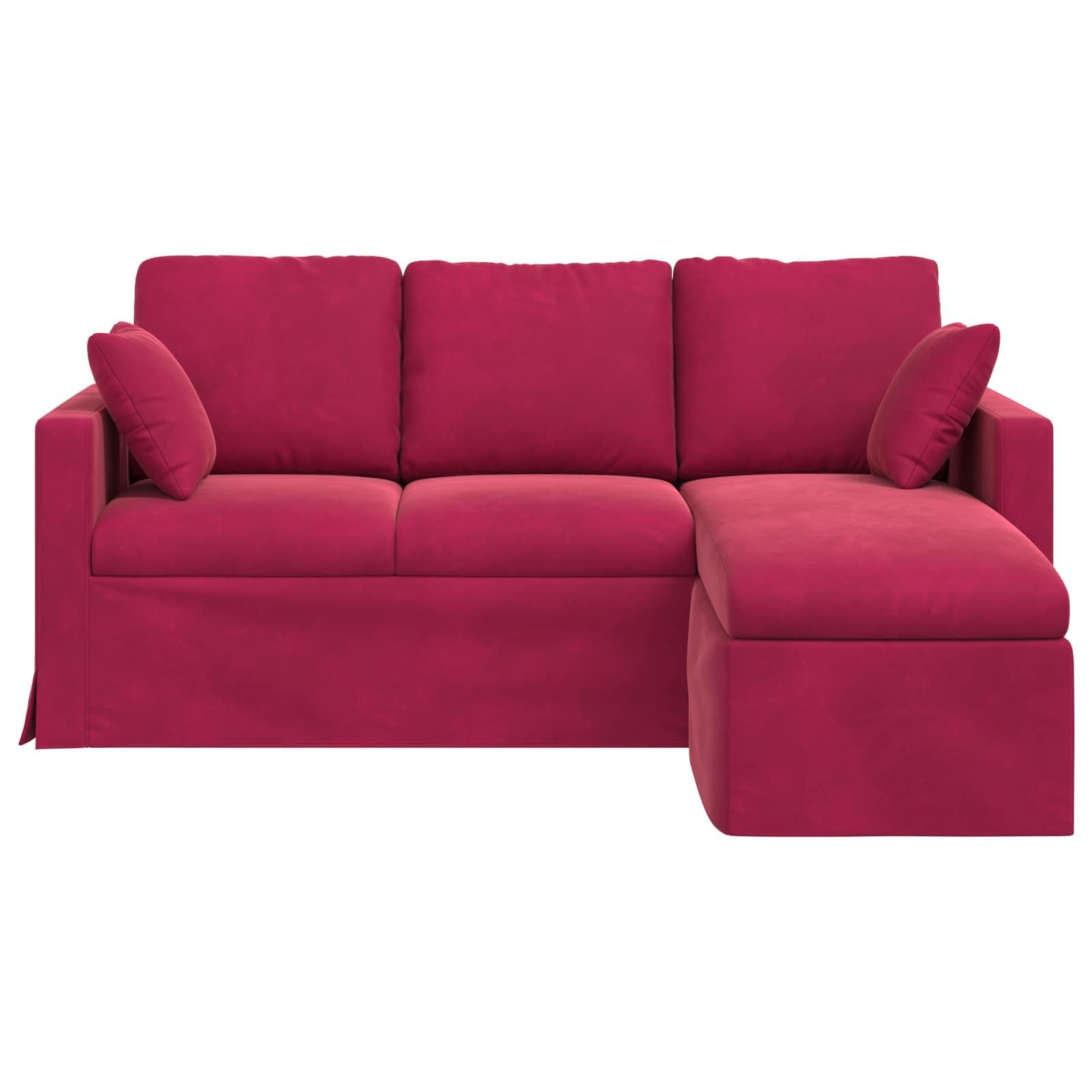 Sofá de terciopelo rojo vino, estructura de metal y patas de plástico, moderno sofá de salón en rojo vino con cojín ergonómico, diseño estable para relajarse