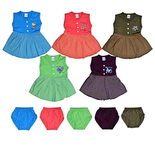 Image of Sathiyas Baby Girl's A-Line Knee Length Dress (Pack of 5)