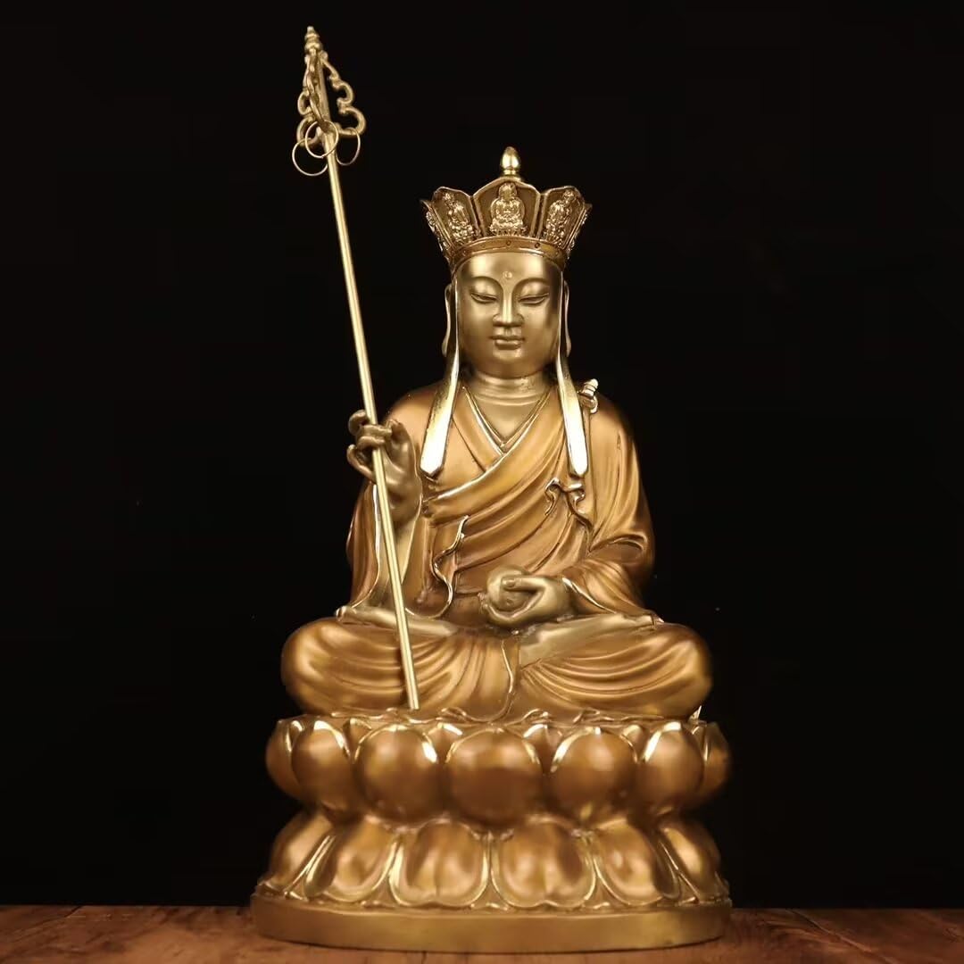 Dytartzx Pure copper Tizang King Bodhisattva statue home decoration meditation Zen Buddha