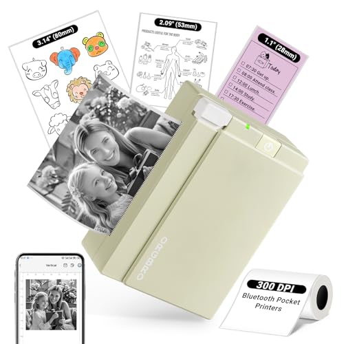 ORGBRO Sticker Printer Machine X3 Mini Printer Print Pods Portable Thermal Inkless Sticker Maker 2-3 Inch 300 DPI Bluetooth Pocket Printers for Smartphones Notes Journal Photos DIY Kids Gift