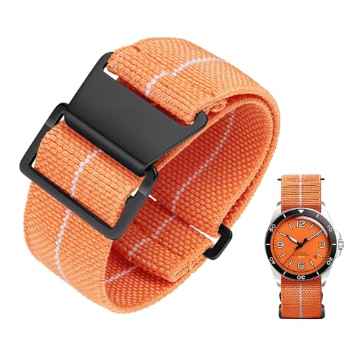 Image of BINLUN Elastic Nylon Watch Band 18mm 20mm 22mm Marine Nationale Fabric Military Parachute Replacement Watch Strap Men Women Silver & Black Buckle - Upgraded Hook-and-Loop Buckle