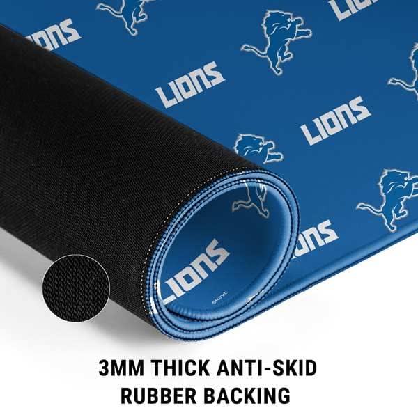 Vista 26 de Skinit Alfombrilla de mouse pequeña para juegos, diseño desgastado con licencia oficial de Detroit Lions con bordes cosidos, impermeable, base