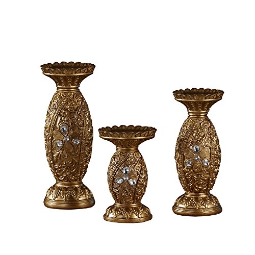 American Atelier Gold/Sparkle Set of 3 Round Candle Holders, 3 Piece